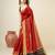 Red faux raw silk striped khadi thread weaving banarasi saree