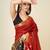 Red faux raw silk striped khadi thread weaving banarasi saree