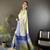 Blue faux raw silk plain khadi thread weaving banarasi saree