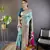 Teal blue soft silk blend checked zari weaving banarasi saree