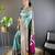 Teal blue soft silk blend checked zari weaving banarasi saree