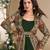 Heavy georgette dark green long top with silk shrug free size upto 42