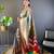Grey soft silk blend checked zari weaving banarasi saree