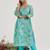 Aqua Blue printed jacquard kurta set