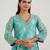 Aqua Blue printed jacquard kurta set