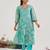 Aqua Blue printed jacquard kurta set