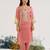 Red embroidered tissue kurta set