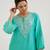 Aqua Blue embroidered chanderi kurta set