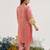 Red embroidered tissue kurta set