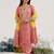 Red embroidered tissue kurta set