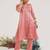 Red embroidered tissue kurta set