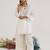 White embroidered chanderi kurta set