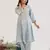 Blue embroidered tissue kurta set