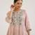 Pink embroidered tissue kurta set
