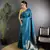 Firozi lichi blend silk flower zari weaving banarasi saree