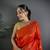 Red lichi blend silk flower zari weaving banarasi saree