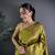 Olive green lichi blend silk flower zari weaving banarasi saree