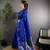 Royal blue lichi blend silk flower zari weaving banarasi saree