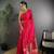 Red lichi blend silk flower zari weaving banarasi saree