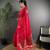 Red lichi blend silk flower zari weaving banarasi saree