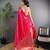 Red lichi blend silk flower zari weaving banarasi saree