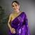 Violet lichi blend silk flower zari weaving banarasi saree