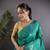Teal lichi blend silk flower zari weaving banarasi saree