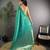 Teal lichi blend silk flower zari weaving banarasi saree