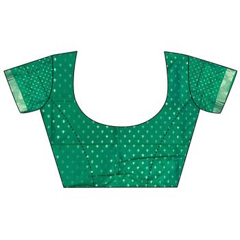 Teal lichi blend silk flower zari weaving banarasi saree 5