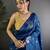 Blue lichi blend silk flower zari weaving banarasi saree