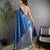 Blue lichi blend silk flower zari weaving banarasi saree