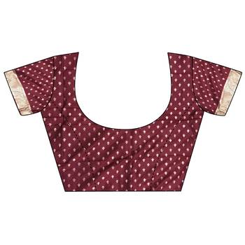 Maroon lichi silk flower zari weaving banarasi saree 5