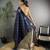 Navy blue lichi blend silk flower zari weaving banarasi saree
