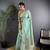 Sea green lichi blend silk flower zari weaving banarasi saree