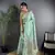 Sea green lichi blend silk flower zari weaving banarasi saree