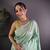 Sea green lichi blend silk flower zari weaving banarasi saree