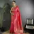 Pink lichi blend silk flower zari weaving banarasi saree