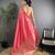 Pink lichi blend silk flower zari weaving banarasi saree