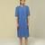Blue plain linen maxi dress