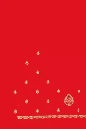 Red color zari embroidery hot fix siroski work fendy silk blend party wear saree with blouse