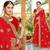 Red color zari embroidery hot fix siroski work fendy silk party wear saree with blouse