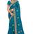 Sky blued color zari embroidery hot fix siroski work fendy silk party wear saree with blouse