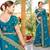 Sky blued color zari embroidery hot fix siroski work fendy silk party wear saree with blouse
