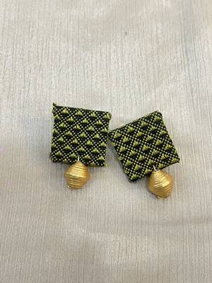 L.green and gold handloom fabric jewelery 3