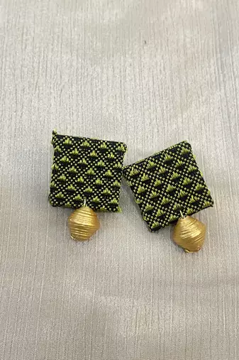 L.green and gold handloom fabric jewelery