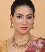 Gold plated rajwadi bela necklace set