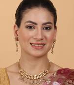 Gold plated diamond rajwadi necklace set