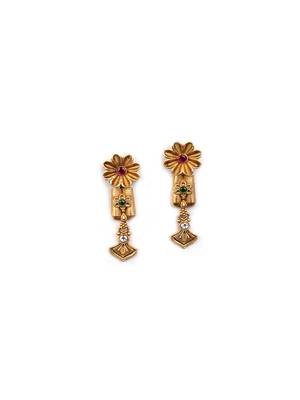 Gold plated diamond rajwadi necklace set 4