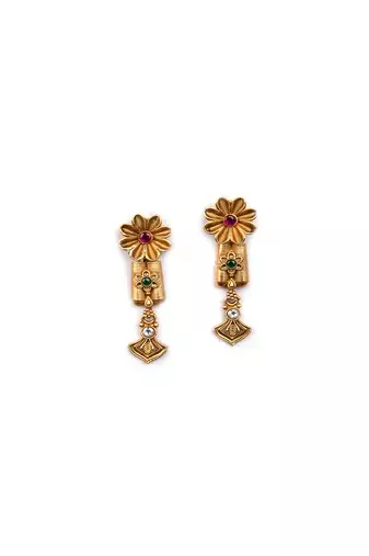 Gold plated diamond rajwadi necklace set