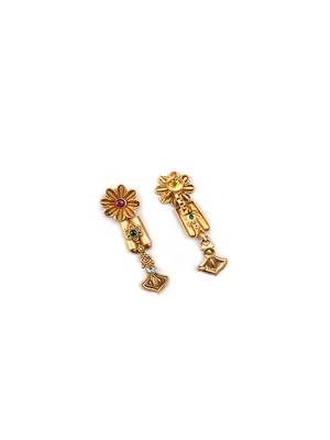 Gold plated diamond rajwadi necklace set 5